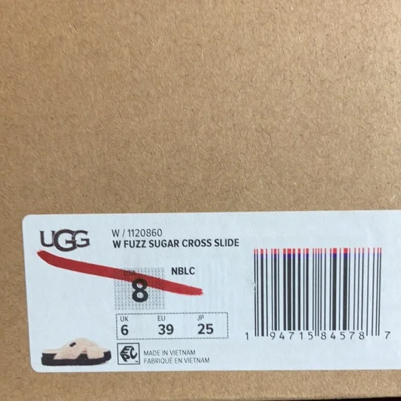 UGG Fuzz Yeah Cross Natural Black Women's Slides - Picture 7 of 7
